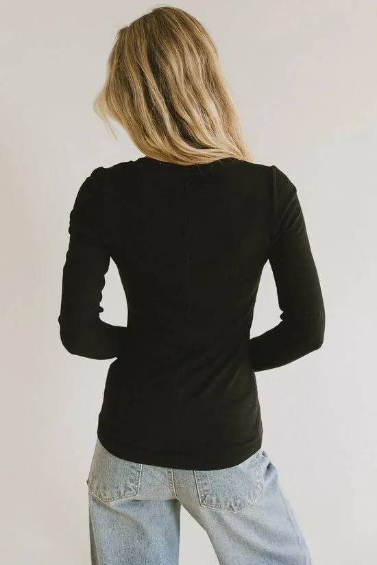 Bohme Ivanna Henley Top In Black Black Women Tops