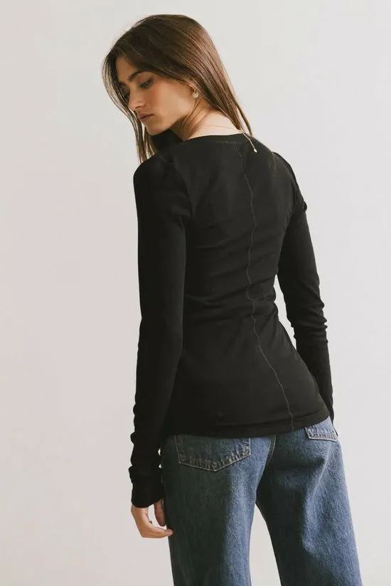 Bohme Ivanna Henley Top In Black Black Women Tops