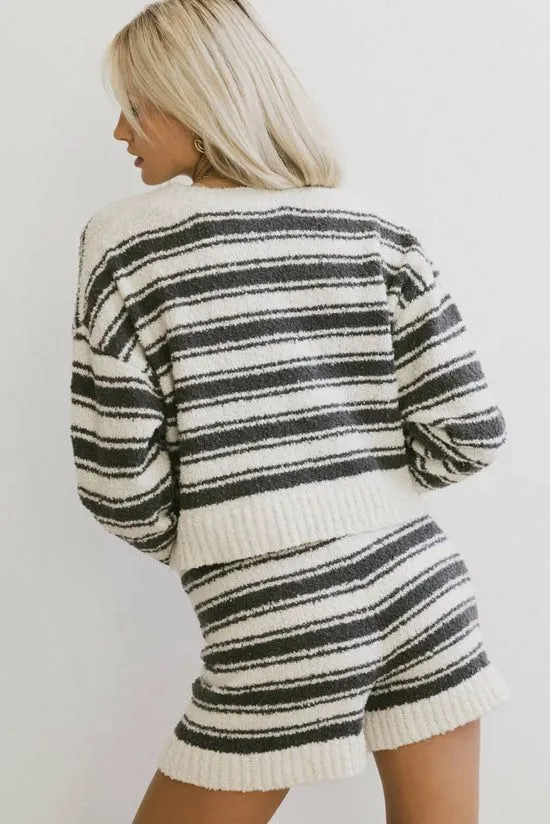 Bohme Kamryn Striped Knit Top Charcoal Women Sweaters