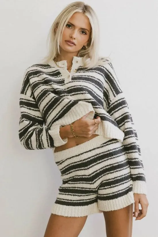 Bohme Kamryn Striped Knit Top Charcoal Women Sweaters