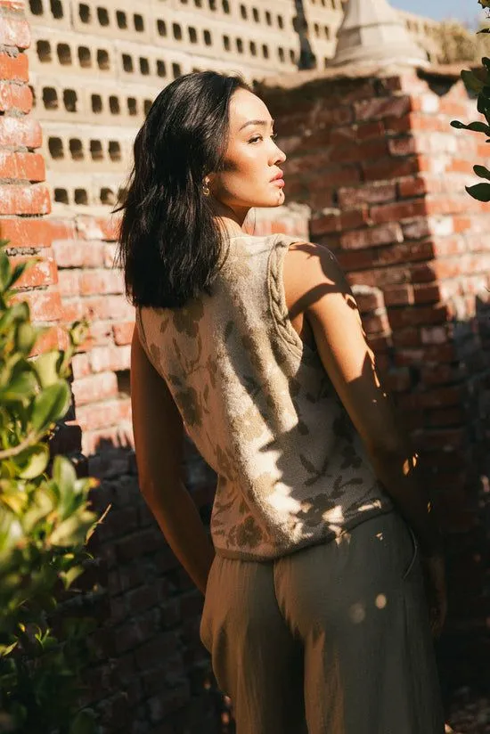 Bohme Kellie Floral Knit Vest Taupe Women Vests
