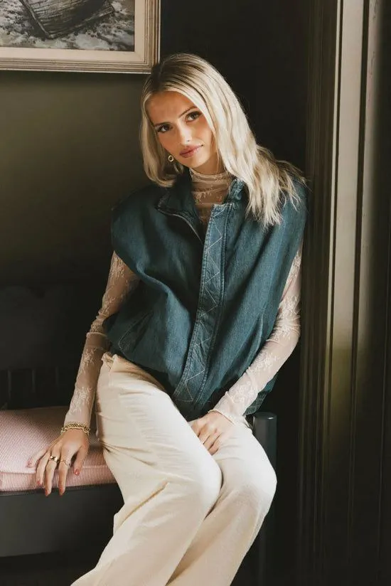 Bohme Larkin Denim Vest Dark Wash Women Vests