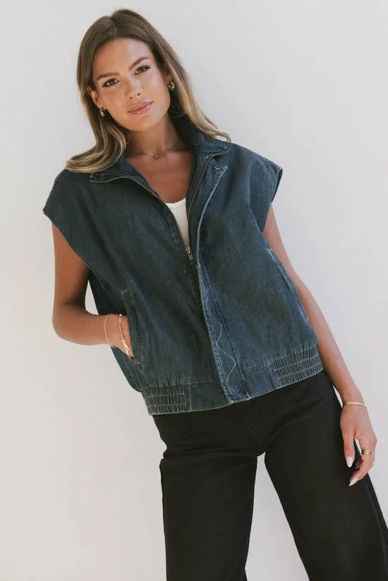 Bohme Larkin Denim Vest Dark Wash Women Vests