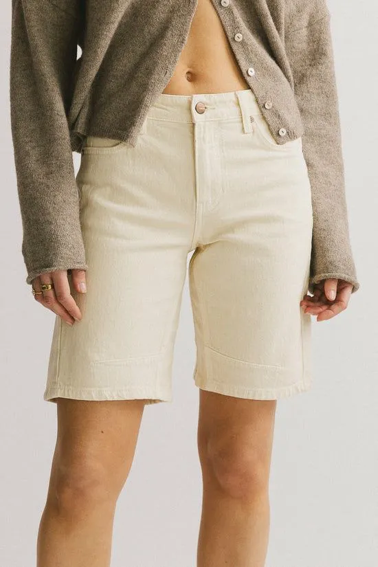 Bohme Layla Denim Shorts In Ivory Ivory Women Shorts