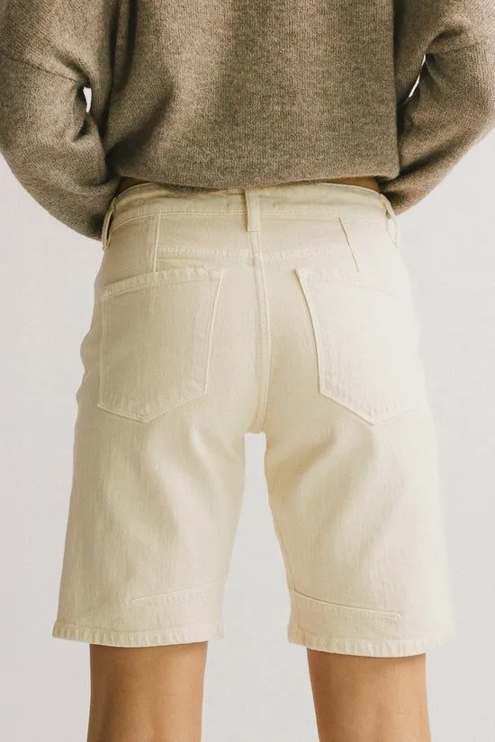 Bohme Layla Denim Shorts In Ivory Ivory Women Shorts