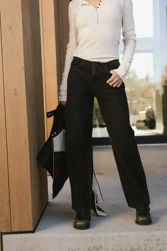 Bohme Livy No Waistband Straight Leg Jeans Black Women All Bottoms