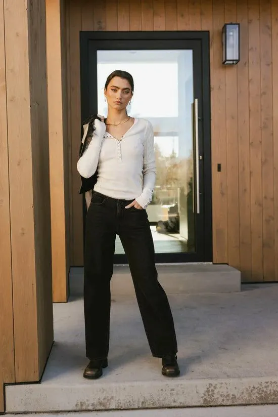 Bohme Livy No Waistband Straight Leg Jeans Black Women All Bottoms