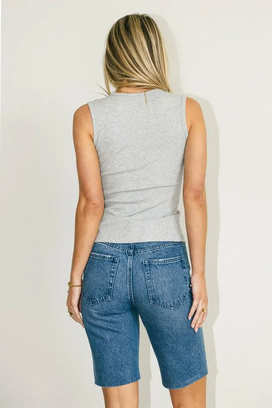 Bohme Lucas Button Up Tank Top In Grey Grey Women Tees and Tanks