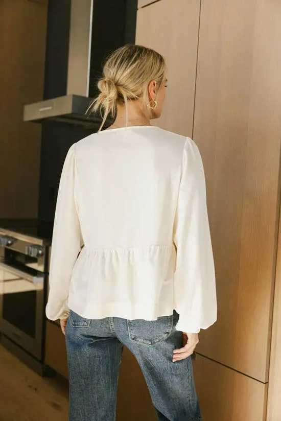 Bohme Lucie Peplum Tie Blouse In Cream Cream Women Blouses