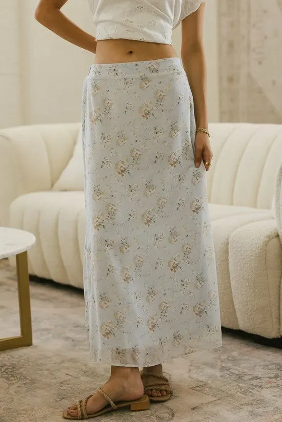 Bohme Luz Floral Maxi Skirt Blue Women Skirts