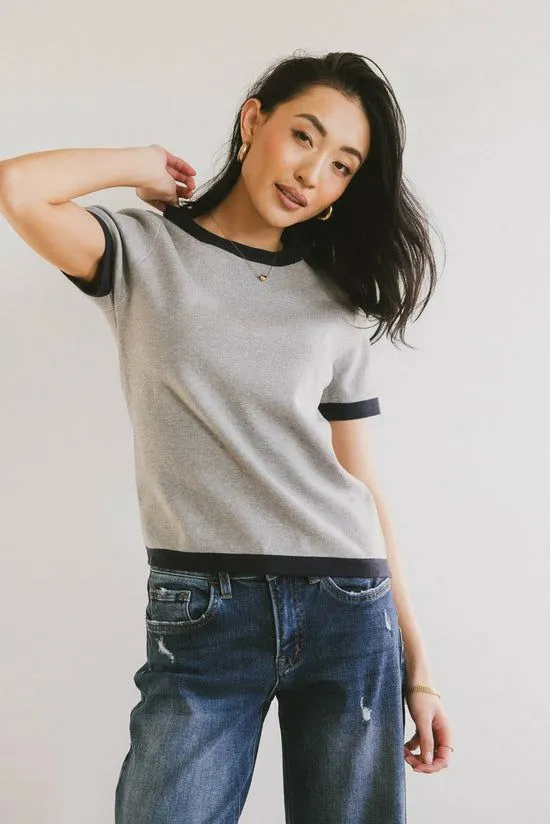 Bohme Maddie Ringer Sweater Top In Grey Grey Women Sweaters