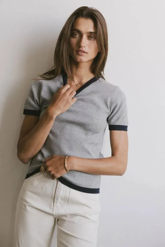 Bohme Maddie Ringer Sweater Top In Grey Grey Women Sweaters