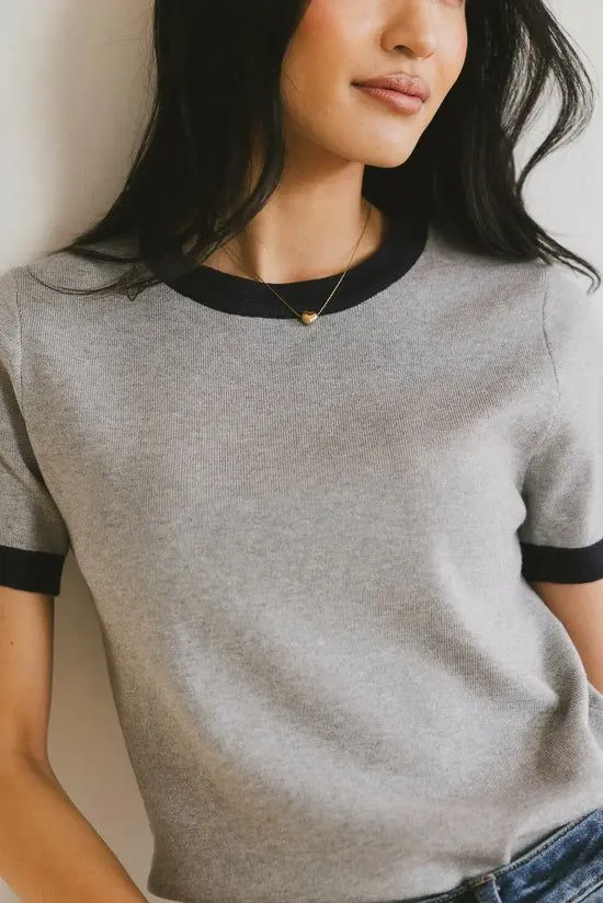 Bohme Maddie Ringer Sweater Top In Grey Grey Women Sweaters