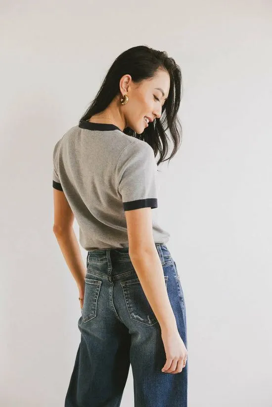 Bohme Maddie Ringer Sweater Top In Grey Grey Women Sweaters