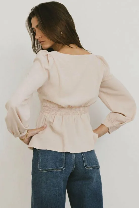 Bohme Maeve Twist Front Blouse In Beige Beige Women Blouses