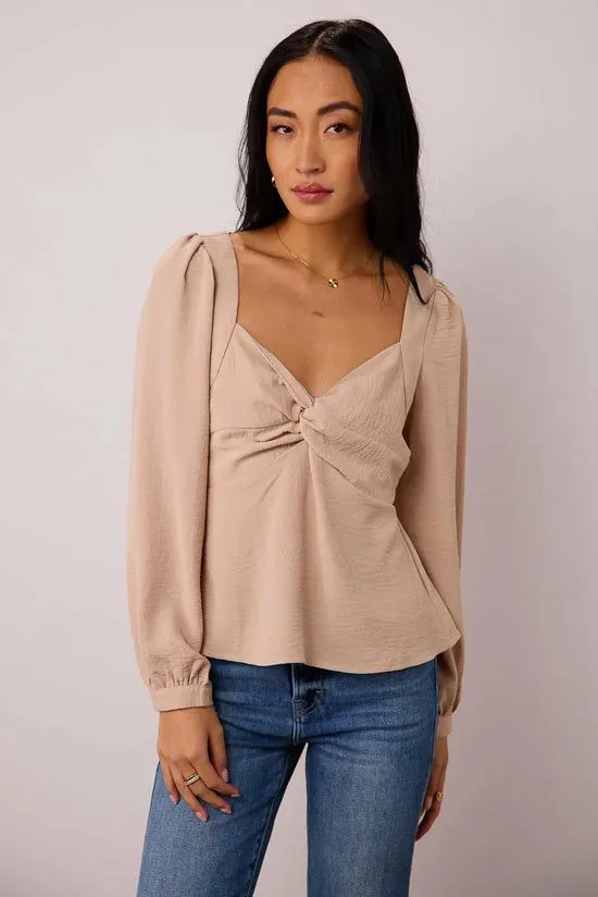Bohme Maeve Twist Front Blouse In Beige Beige Women Blouses