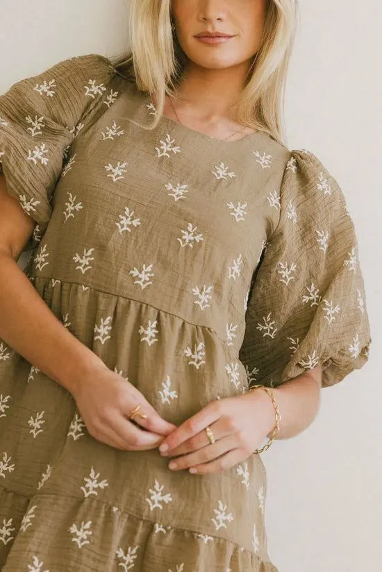 Bohme Marco Embroidered Mini Dress Olive Women Dresses