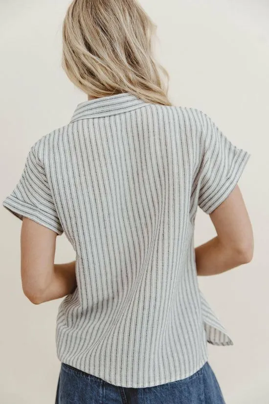 Bohme Markie Striped Button Up In Black Black Women Blouses