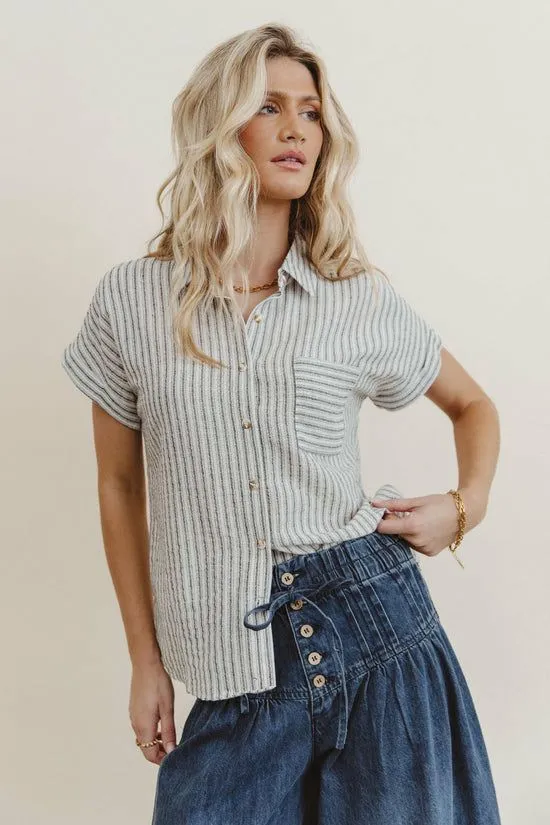 Bohme Markie Striped Button Up In Black Black Women Blouses