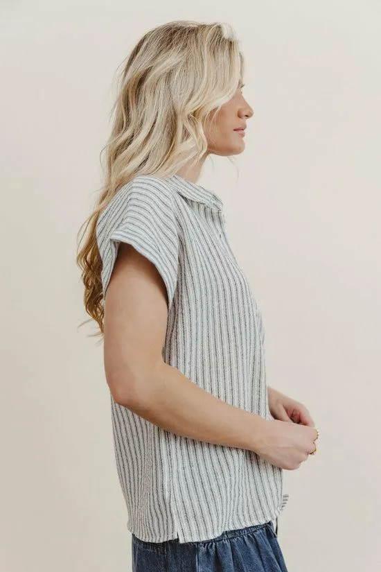 Bohme Markie Striped Button Up In Black Black Women Blouses