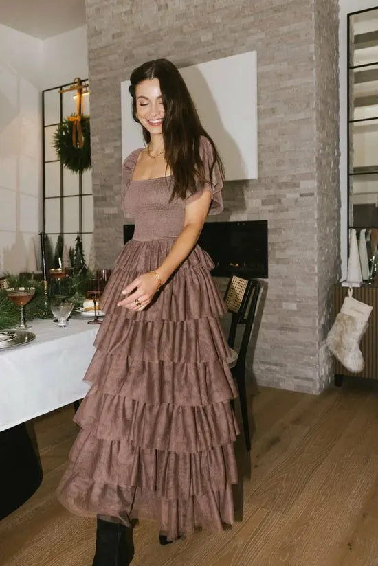 Bohme Mia Tulle Maxi Dress In Mocha Mocha Women Dresses