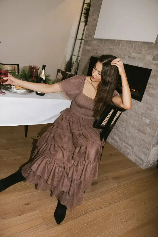 Bohme Mia Tulle Maxi Dress In Mocha Mocha Women Dresses