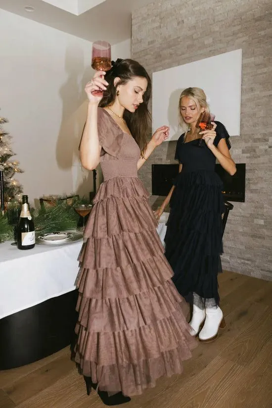 Bohme Mia Tulle Maxi Dress In Mocha Mocha Women Dresses