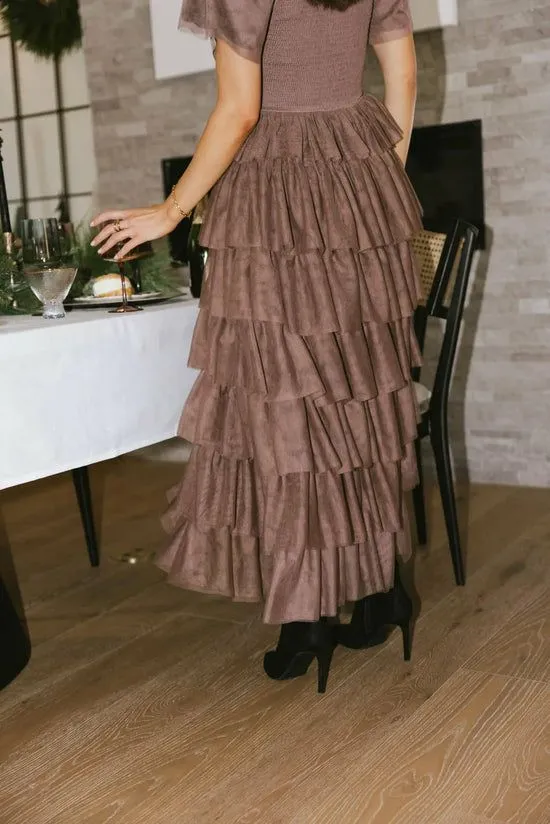 Bohme Mia Tulle Maxi Dress In Mocha Mocha Women Dresses
