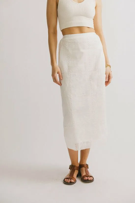 Bohme Millie Embroidered Midi Skirt White Women Skirts