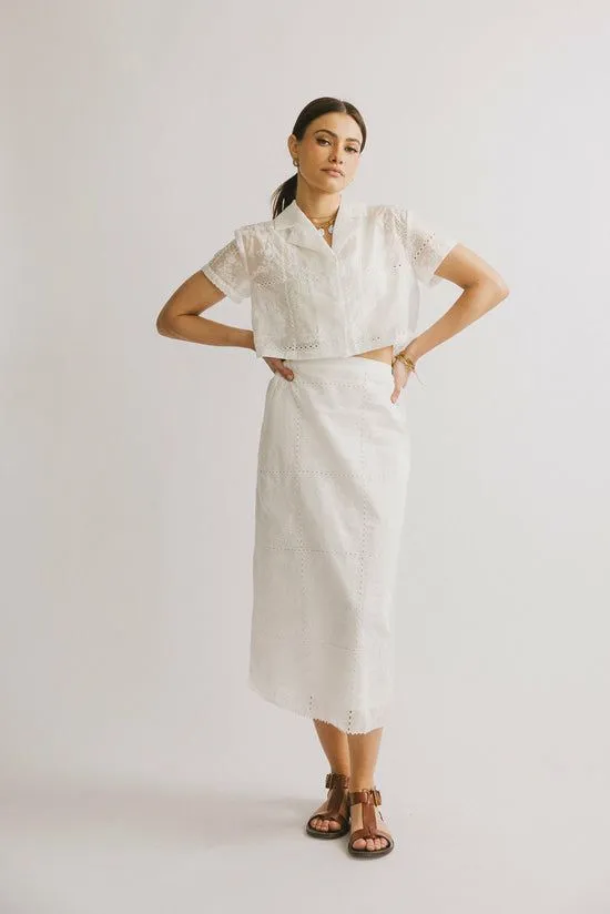 Bohme Millie Embroidered Midi Skirt White Women Skirts