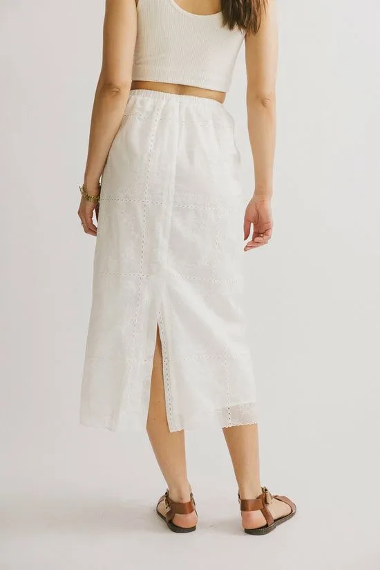 Bohme Millie Embroidered Midi Skirt White Women Skirts