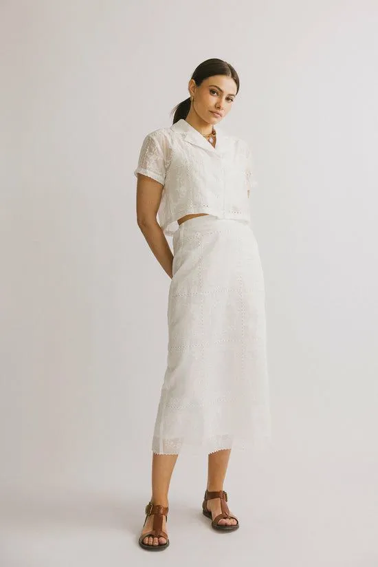 Bohme Millie Embroidered Midi Skirt White Women Skirts