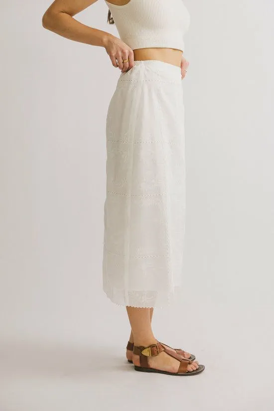 Bohme Millie Embroidered Midi Skirt White Women Skirts