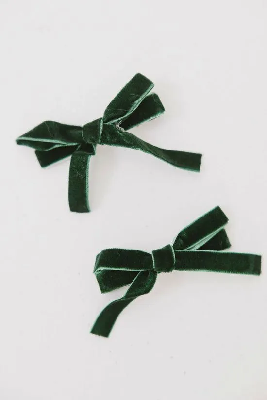 Bohme Mini Velvet Bow Clip In Green Green Women Hair Accessories