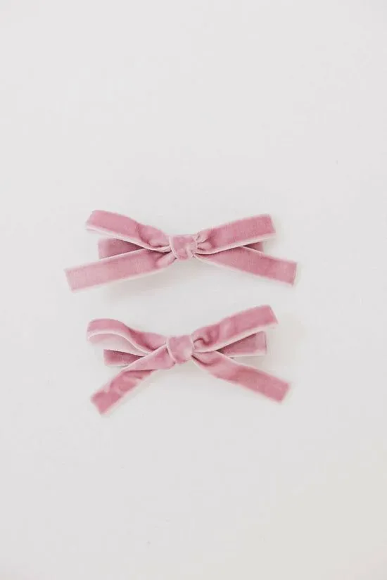 Bohme Mini Velvet Bow Clip In Pink Pink Women Hair Accessories