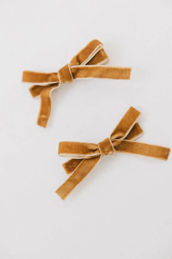 Bohme Mini Velvet Bow Clip In Yellow Yellow Women Hair Accessories