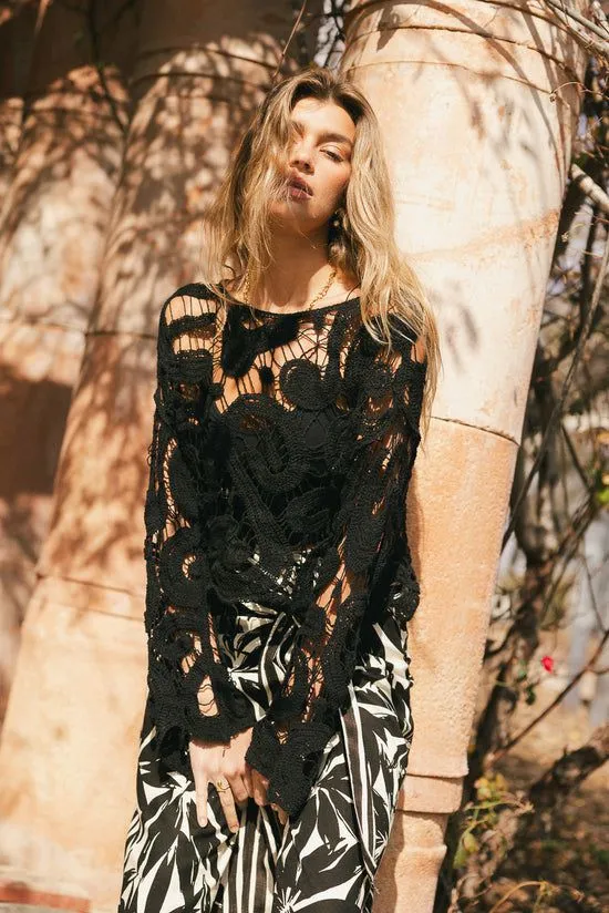 Bohme No Worries Crochet Top In Black Black Women Tops