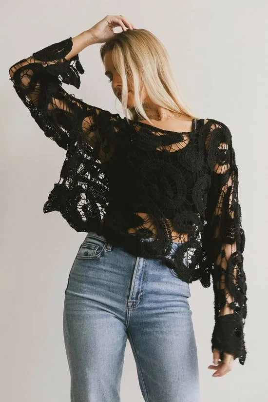 Bohme No Worries Crochet Top In Black Black Women Tops