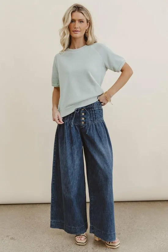 Bohme Pauly Short Sleeve Top In Sage Sage Women Tees and Tanks