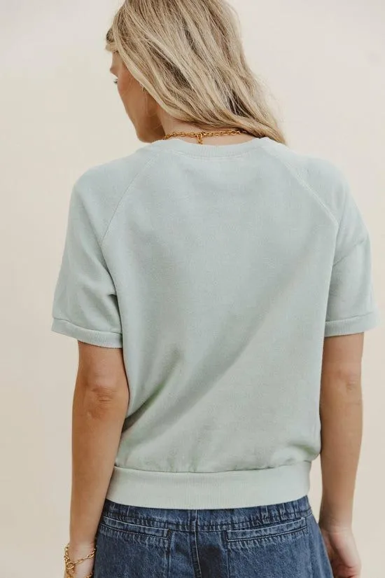 Bohme Pauly Short Sleeve Top In Sage Sage Women Tees and Tanks