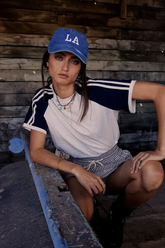 Bohme Peyson Striped Tee Heather Grey Women Tees and Tanks