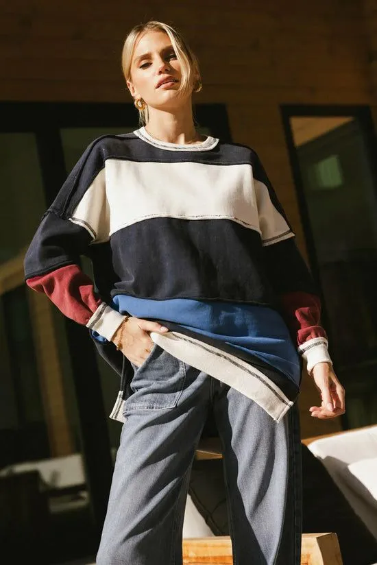 Bohme Play On Striped Crewneck Navy Women Sweaters