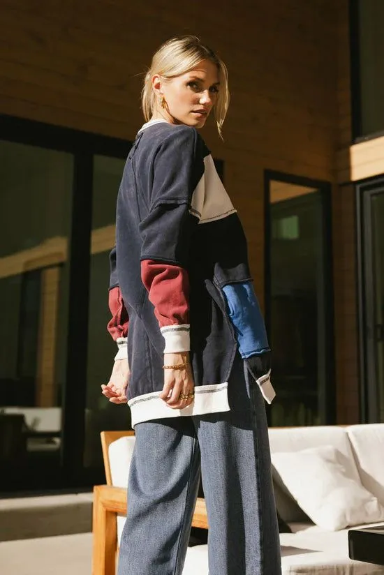 Bohme Play On Striped Crewneck Navy Women Sweaters