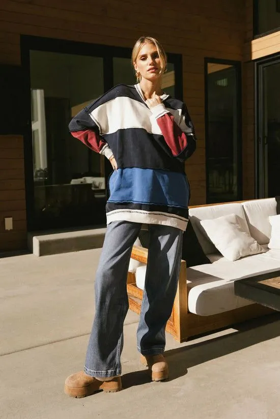 Bohme Play On Striped Crewneck Navy Women Sweaters