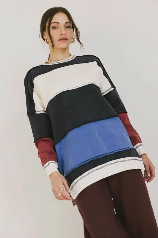 Bohme Play On Striped Crewneck Navy Women Sweaters