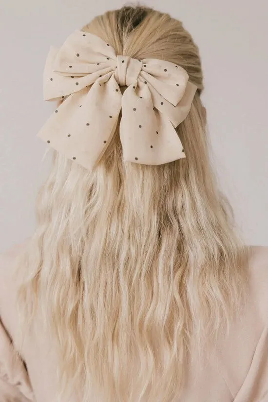 Bohme Polka Dot Bow Hair Clip In Ivory Ivory Women Hair Accessories