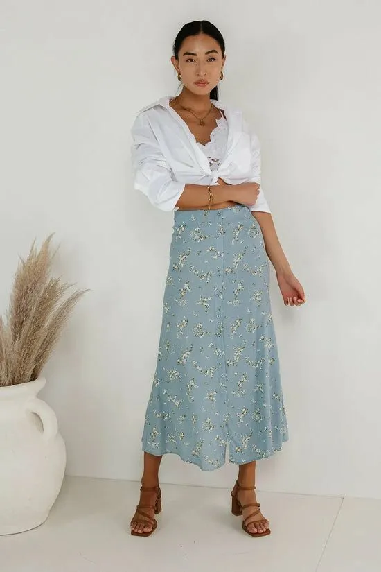 Bohme Rory Floral Skirt In Blue Blue Women Skirts