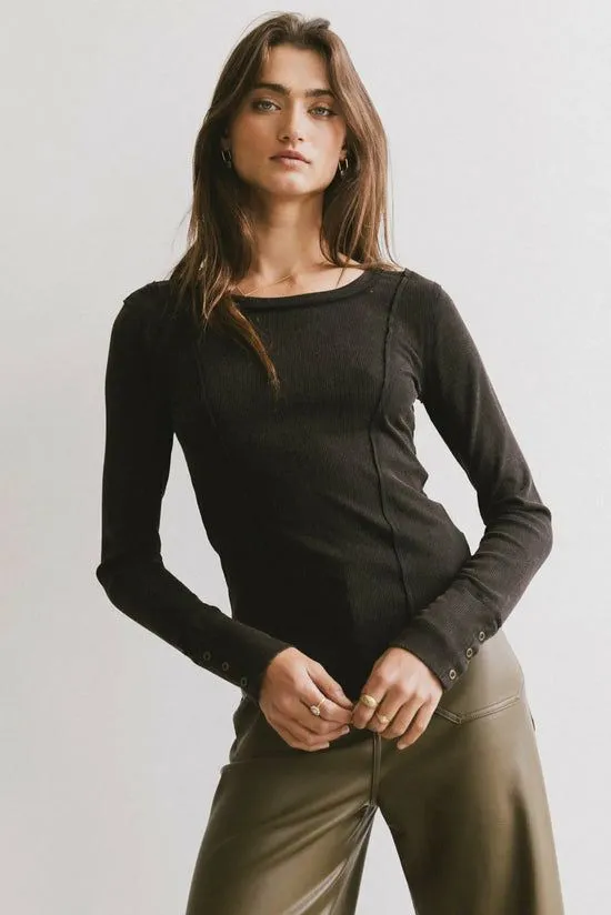 Bohme Sailor Ribbed Top In Black Black Women Tees and Tanks