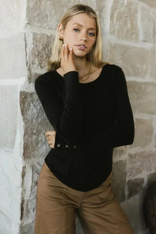 Bohme Sailor Ribbed Top In Black Black Women Tees and Tanks