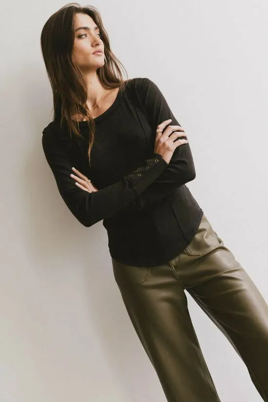 Bohme Sailor Ribbed Top In Black Black Women Tees and Tanks